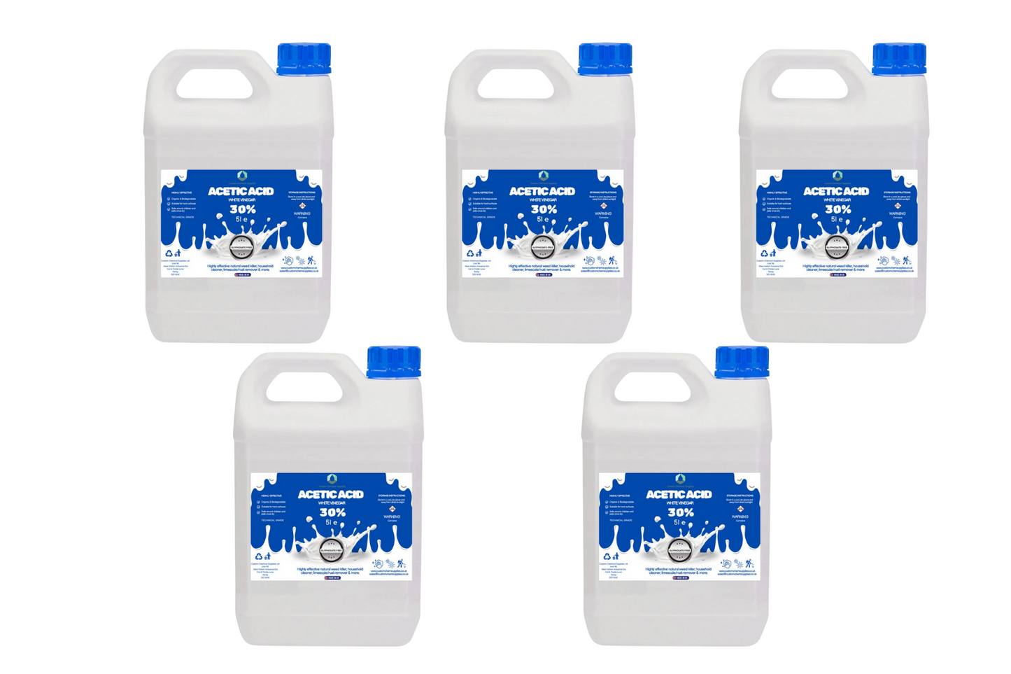 30% Acetic Acid, 6 x Stronger Than Regular Spirit White Vinegar, 5L Weed Killer