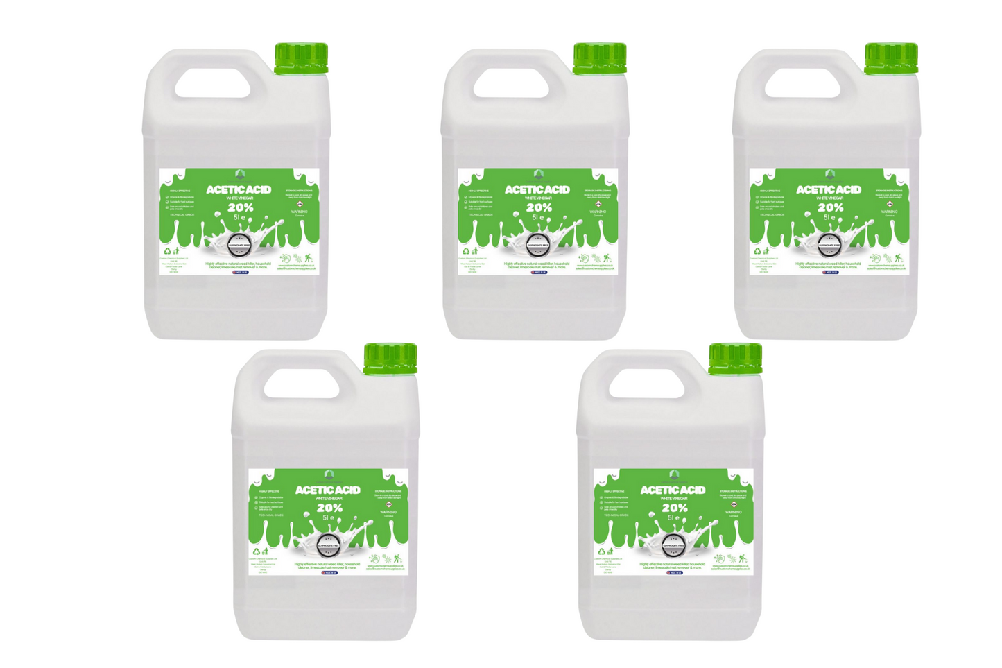 20% Acetic Acid 4 x Stronger Than Regular Spirit White Vinegar, 5L Weed Killer