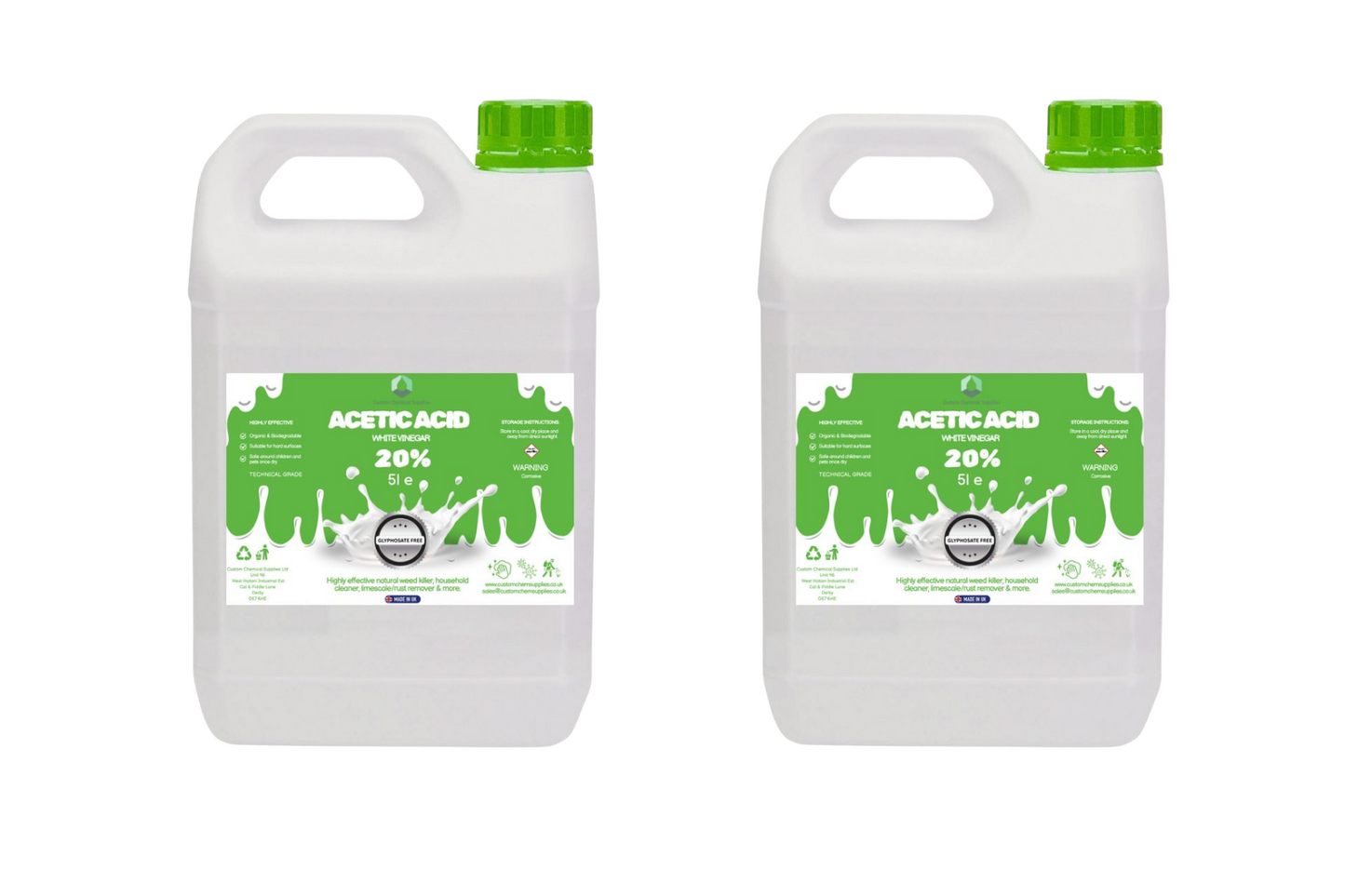 20% Acetic Acid 4 x Stronger Than Regular Spirit White Vinegar, 5L Weed Killer