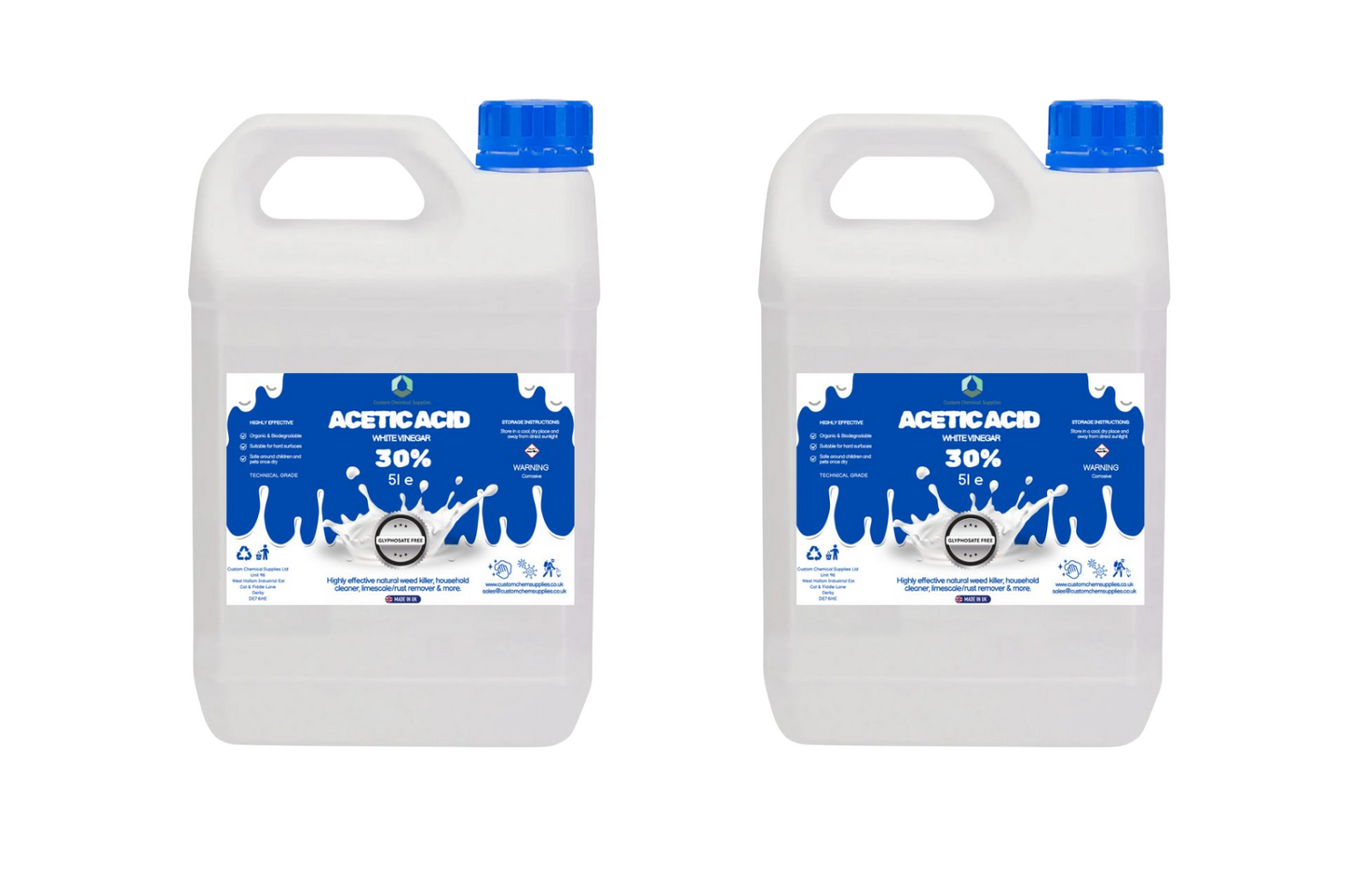 30% Acetic Acid, 6 x Stronger Than Regular Spirit White Vinegar, 5L Weed Killer