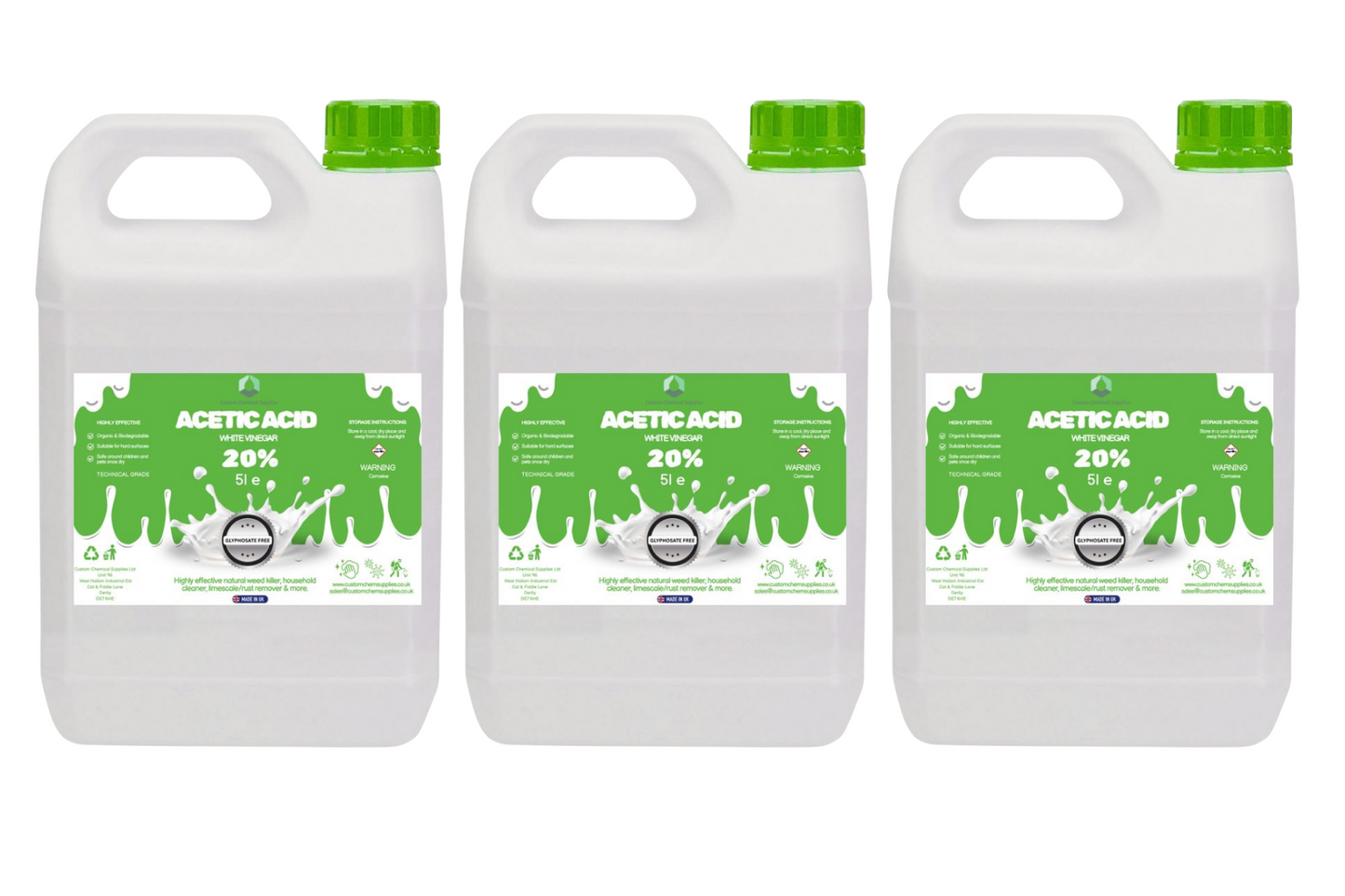 20% Acetic Acid 4 x Stronger Than Regular Spirit White Vinegar, 5L Weed Killer