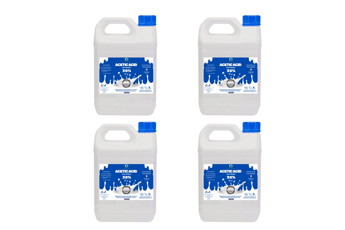 30% Acetic Acid, 6 x Stronger Than Regular Spirit White Vinegar, 5L Weed Killer