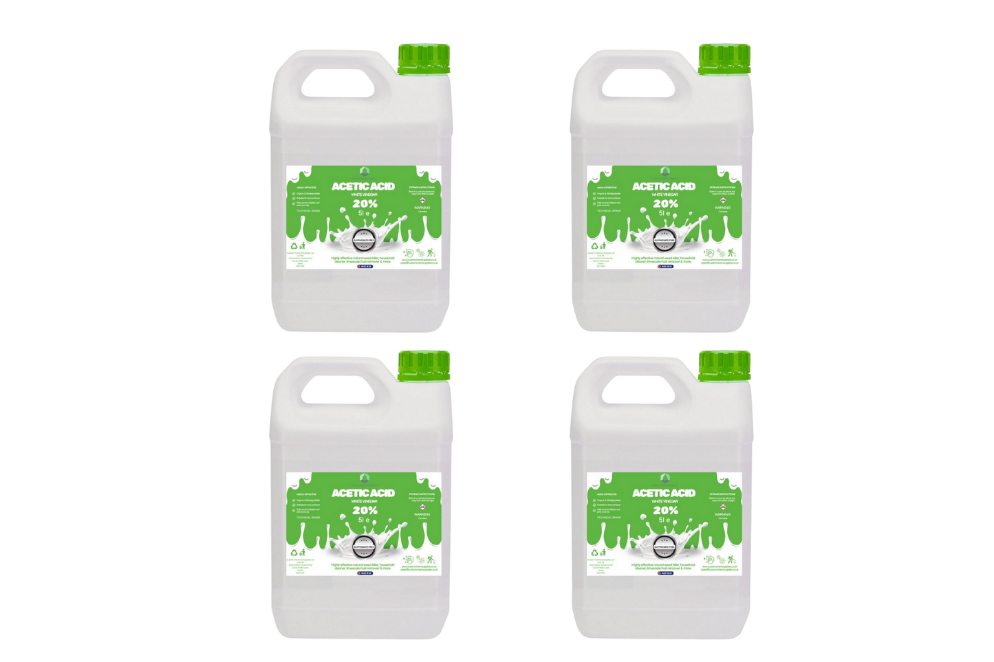 20% Acetic Acid 4 x Stronger Than Regular Spirit White Vinegar, 5L Weed Killer