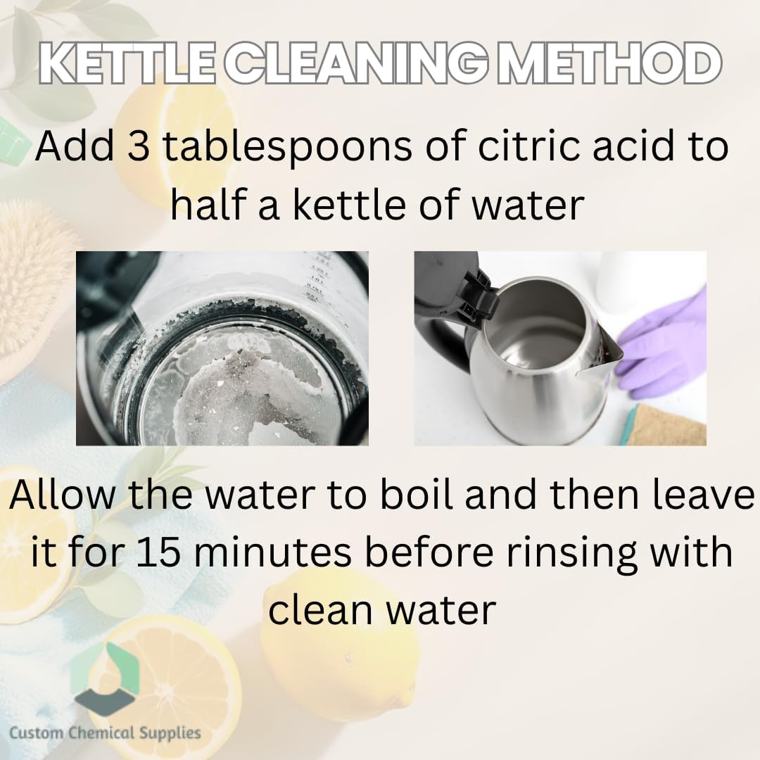 Customchem Citric Acid Food Grade, for Bath Bombs, Cleaning, Descaling and Food Preserving