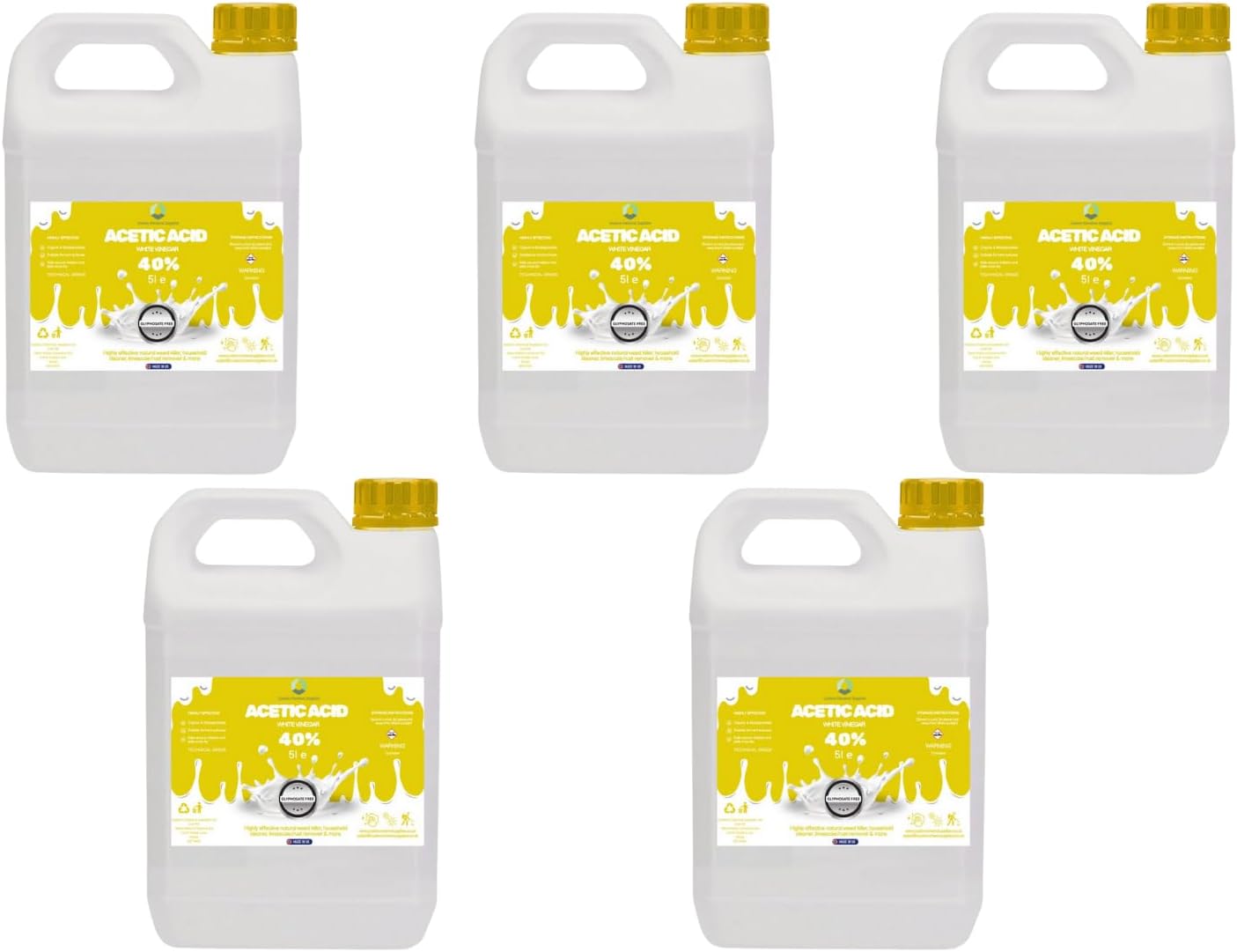 40% Acetic Acid, 8 x Stronger Than Regular Spirit White Vinegar, 5L, Weed Killer