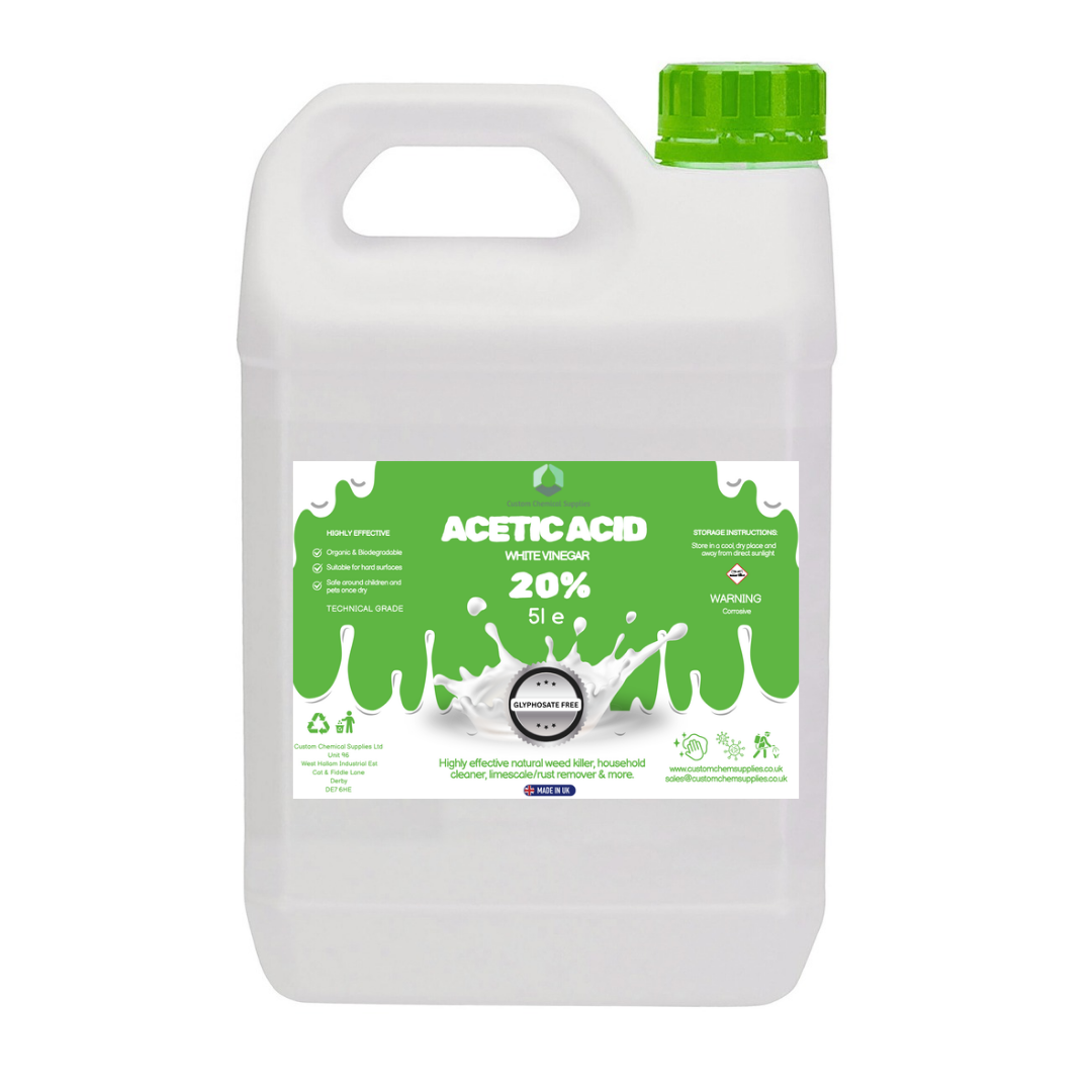 20% Acetic Acid 4 x Stronger Than Regular Spirit White Vinegar, 5L Weed Killer