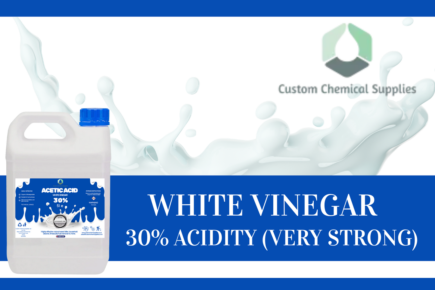30% Acetic Acid, 6 x Stronger Than Regular Spirit White Vinegar, 5L Weed Killer