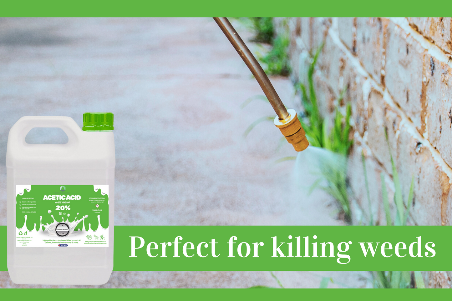 20% Acetic Acid 4 x Stronger Than Regular Spirit White Vinegar, 5L Weed Killer