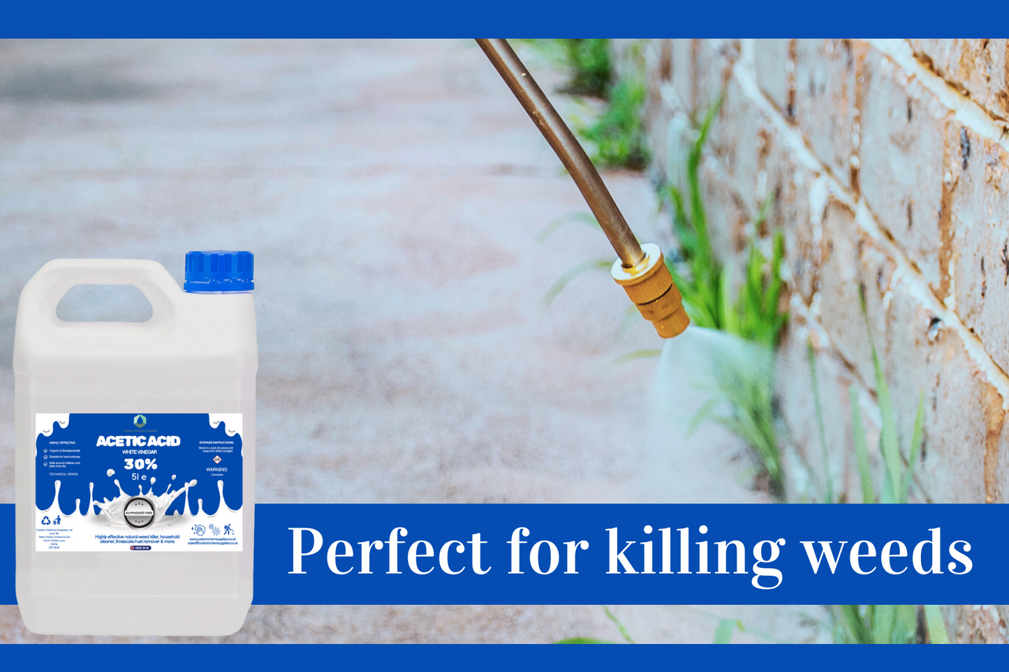 30% Acetic Acid, 6 x Stronger Than Regular Spirit White Vinegar, 5L Weed Killer