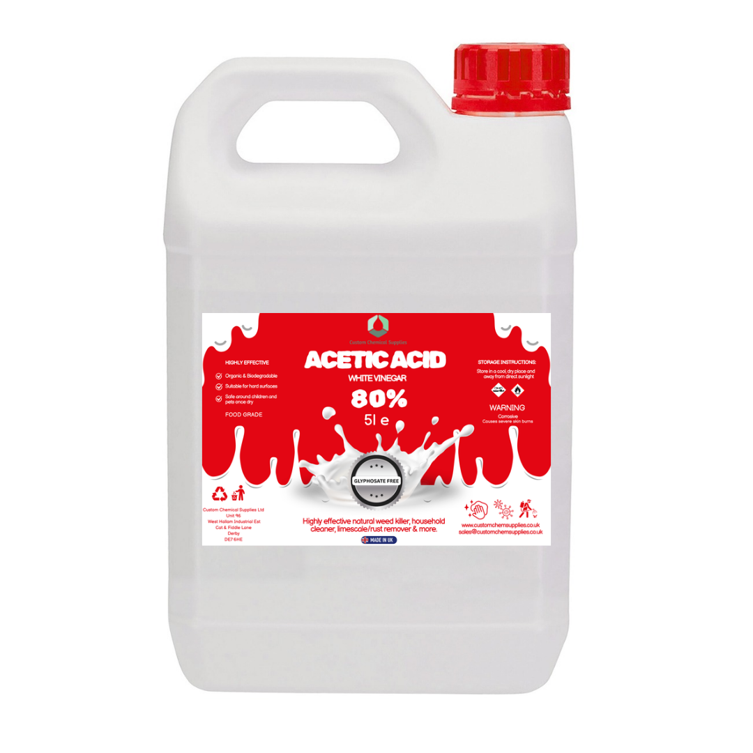 80% Acetic Acid, 16 x Stronger Than Regular Spirit White Vinegar, 5L, Weed Killer