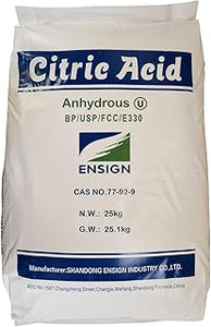 CITRIC ACID | 25KG BAG | 100% Anhydrous | Fine | GMO Free | Food Grade, Bath Bombs, Home Brew, Cleaning, Cooking, Descaling, Preservative.