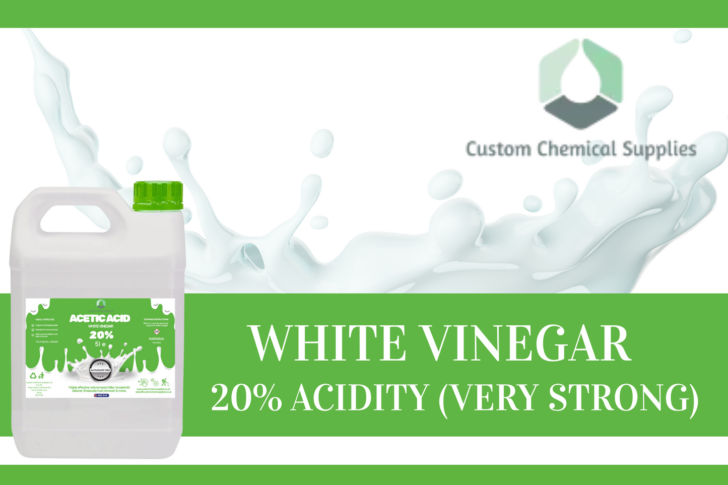 20% Acetic Acid 4 x Stronger Than Regular Spirit White Vinegar, 5L Weed Killer