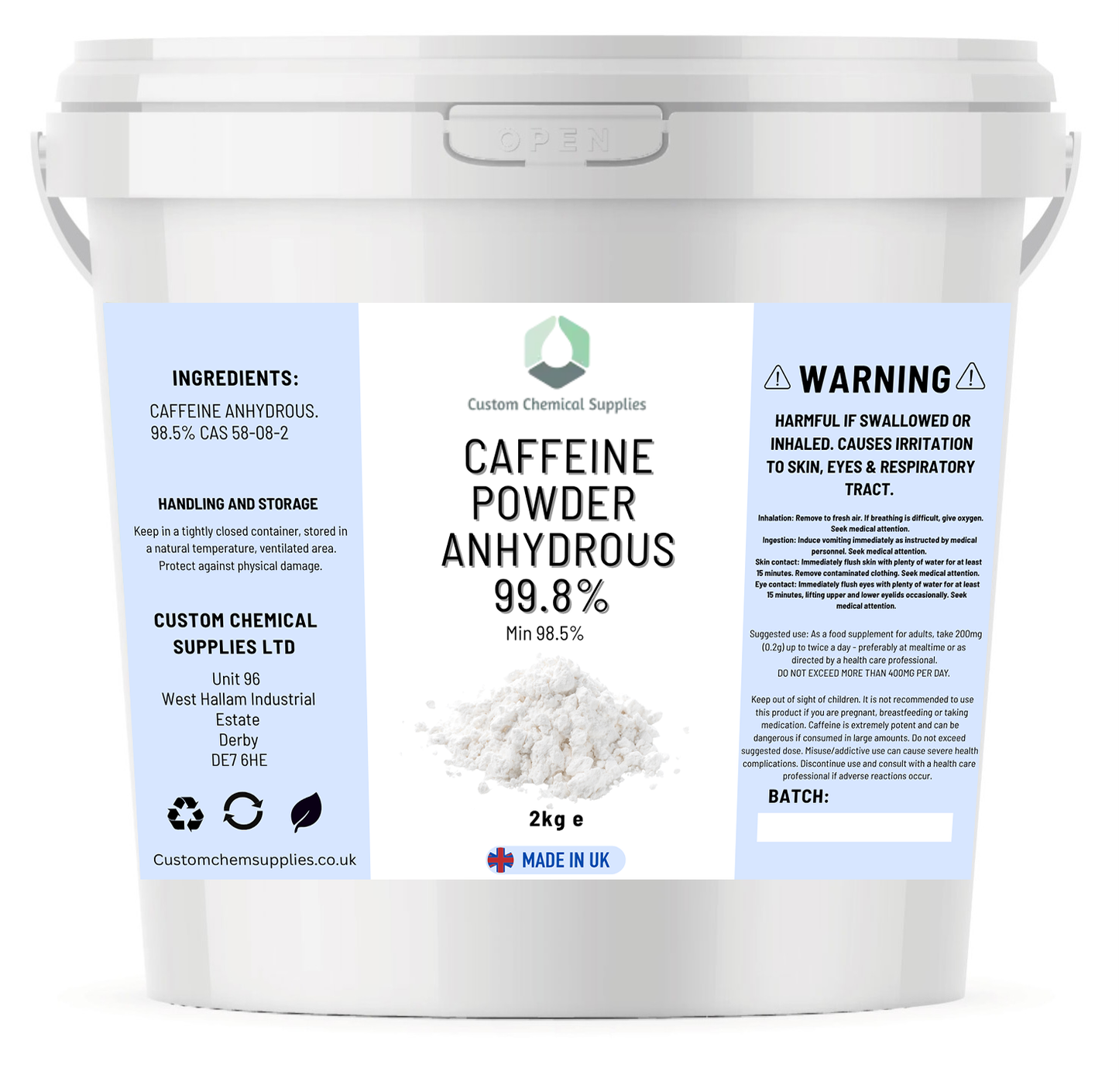Caffeine Anhydrous powder 100% pure