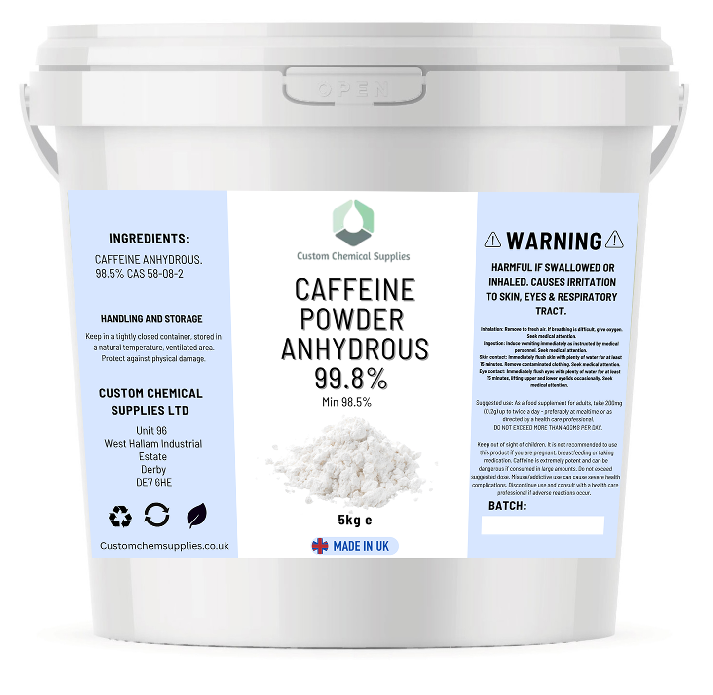 Caffeine Anhydrous powder 100% pure