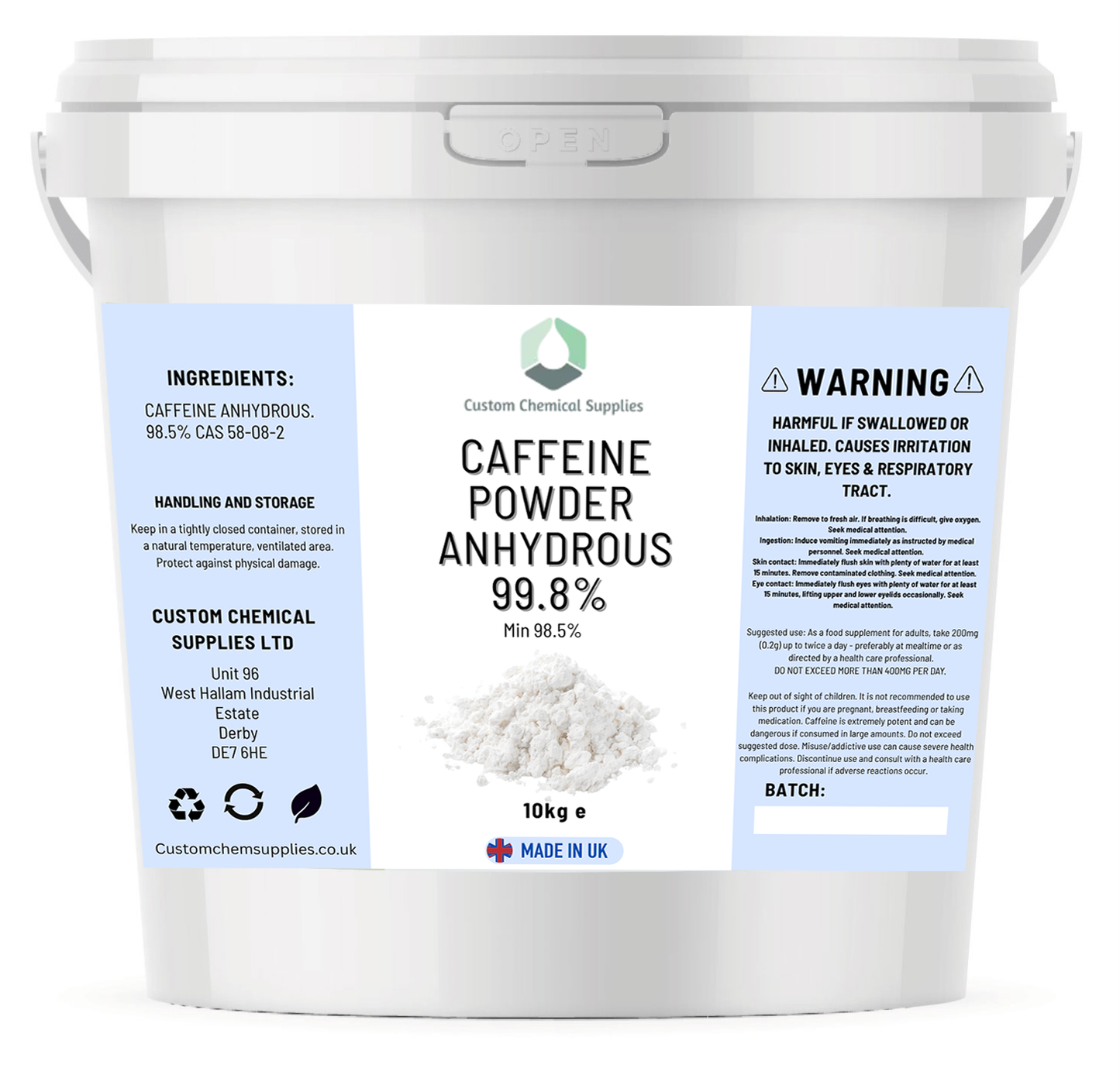 Caffeine Anhydrous powder 100% pure