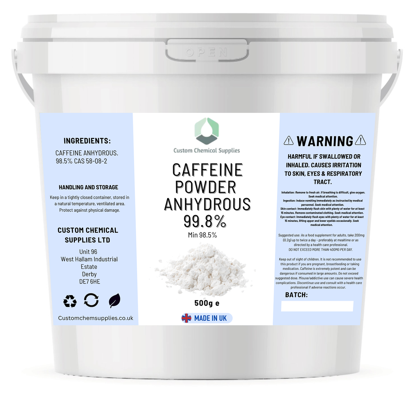 Caffeine Anhydrous powder 100% pure