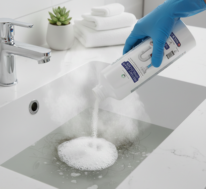 Instant Drain Unblocker/Drain Cleaner Professional Rapid Action Formula, 260g, Dissolves Grease, Hair, Food Residue, Fat, Multi-Surface Use, Made in UK SAFETY GLOVES INCLUDED